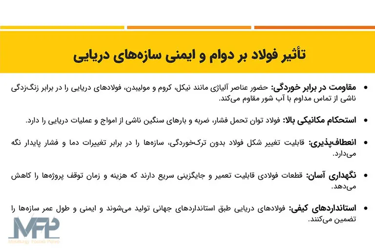 تأثیر فولاد بر دوام و ایمنی سازه‌های دریایی